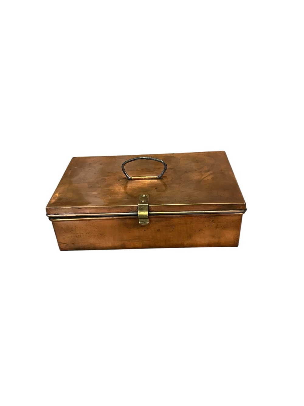 VTG Copper Storage Box Hinged Lid Latch Closure Brass Hardware Weathered Patina